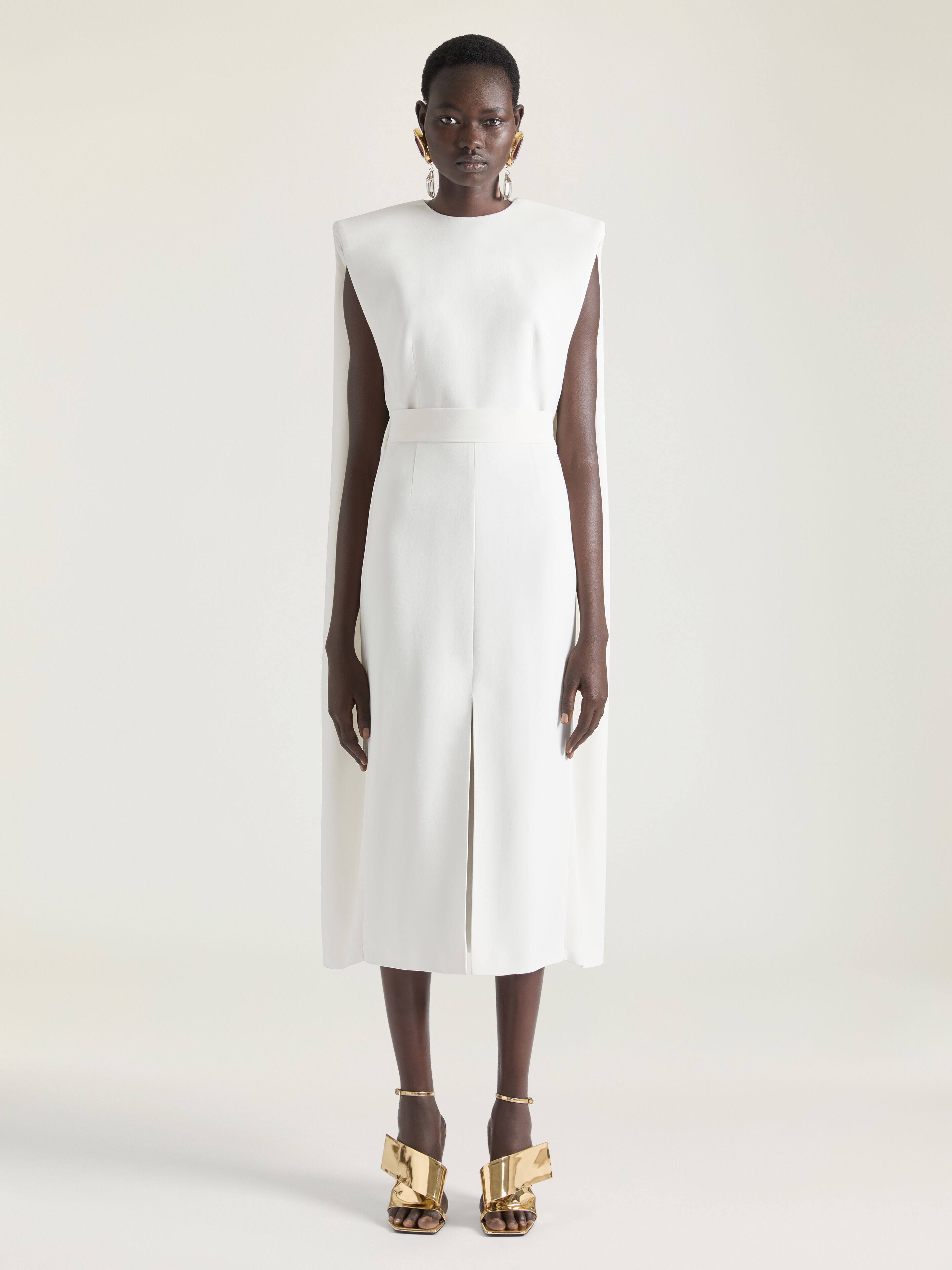 Dress in crepe cady with cape